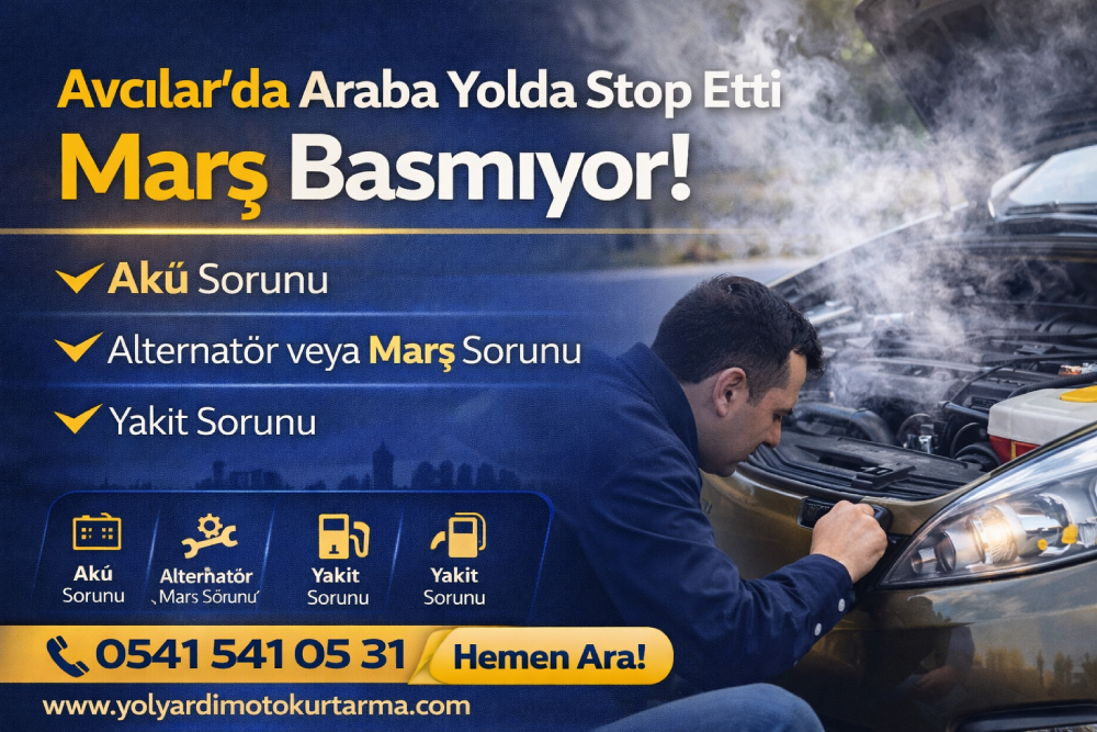 Avcılar’da yolda stop eden ve marş basmayan araç için yol yardım oto kurtarma müdahalesini gösteren servis görseli