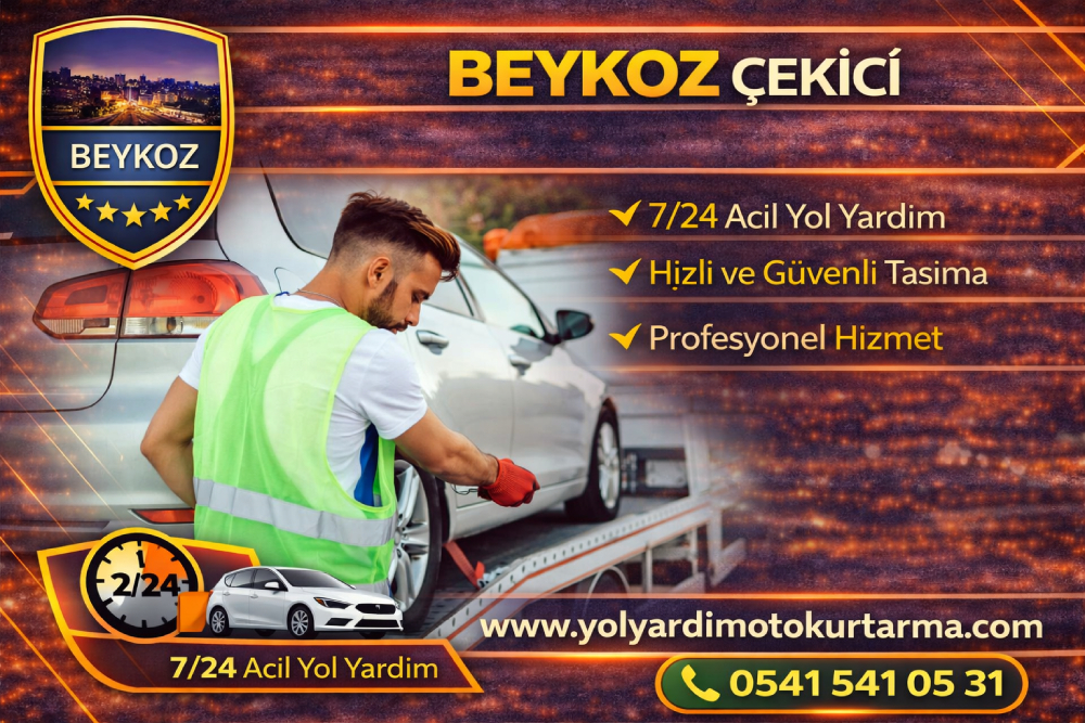 Beykoz çekici hizmeti, arızalı ve kazalı araçlar için 7/24 acil yol yardım ve oto kurtarma